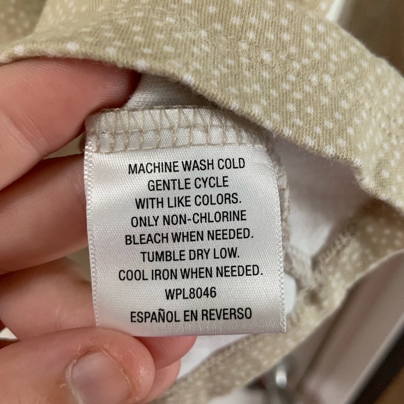 Charter Club Tan Pima Cotton Dot Print Top MP - Picture 5 of 7